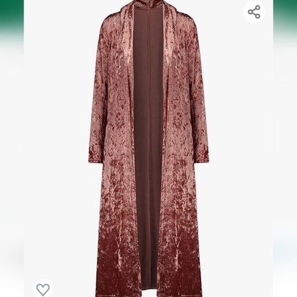 Blush Pink Velvet Long Maxi Duster Cardigans Open Front Trench Coat Size XL - Picture 3 of 12